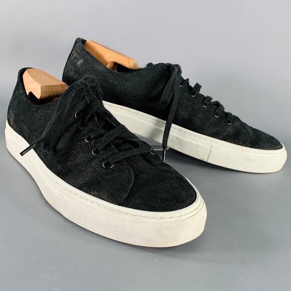 COMMON PROJECTS Size 8 Black Suede Low Top Sneakers - Picture 1 of 13